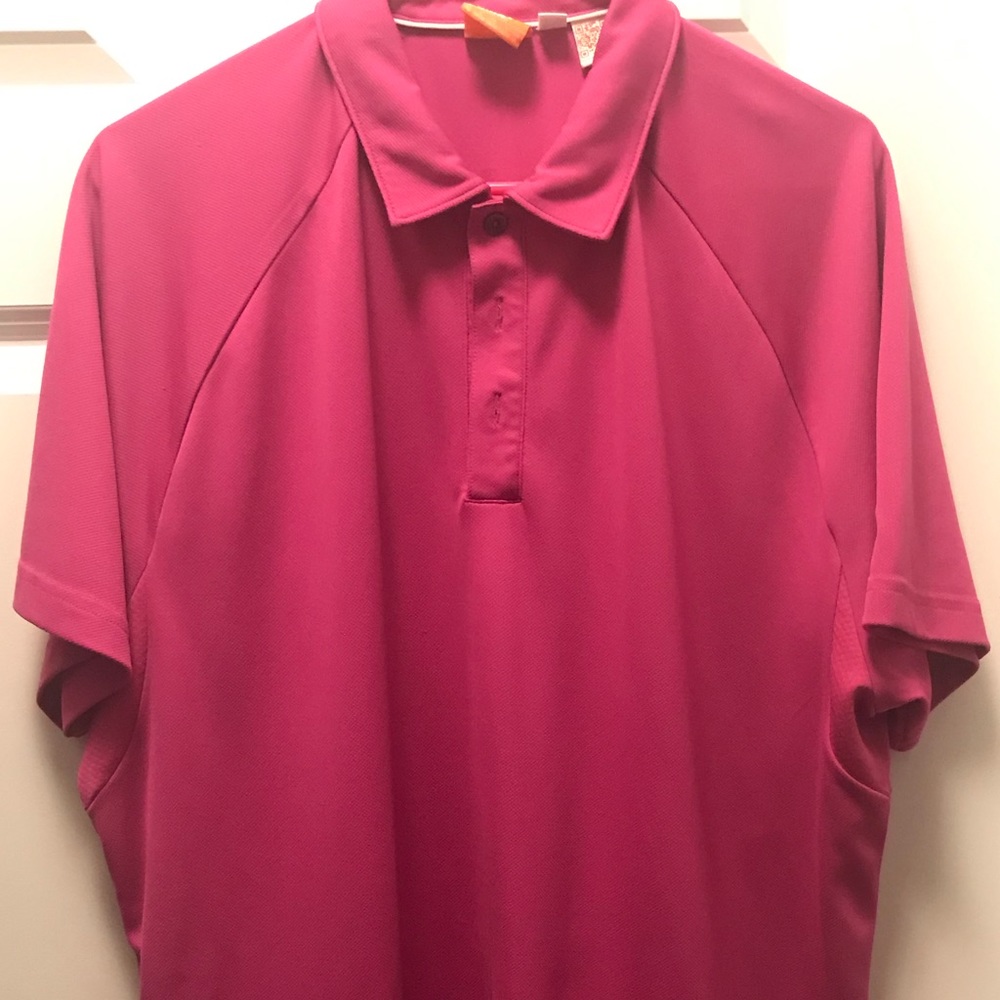 Puma pink 3/4 button down polo shirt